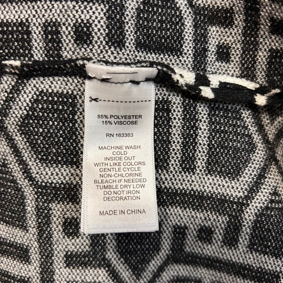 Rio & Rian New York Black White Geometric Print Duster Cardigan Womens Large L/G - Picture 4 of 8